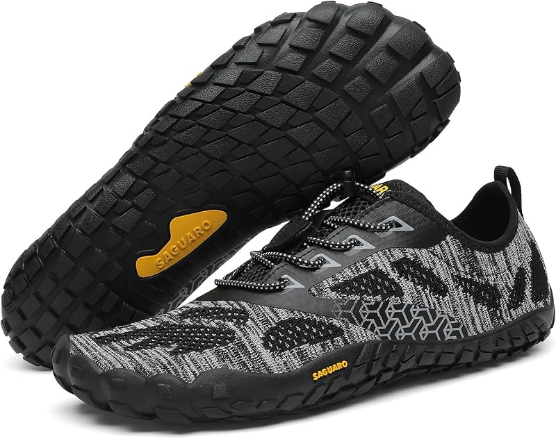 Barfuss Schuhe Damen Barfußschuhe Herren Barfussschuhe Outdoor Traillaufschuhe Leicht Barfuß Schuhe Barefoot Shoes Mit Zero-Drop Solhe Rauchschwarz,Gr.42