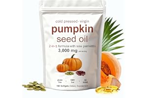 KITABIO Pumpkin Seed Oil Capsules – Pumpkin Seed Oil with Saw Palmetto | Resealable Package | Non-GMO - 1 Bag / 180 count （wh