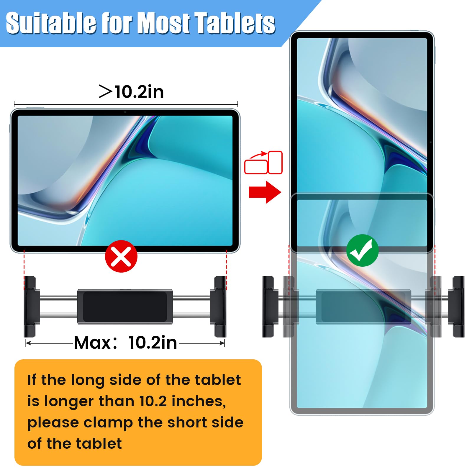 najiaxiaowu Tablet Holder for Car,ipad Headrest Mount for 5.5-18.4 Inch ipad/Phones Car Tablet Holder with 360°Rotating Adjustable Trip Essentials,Black