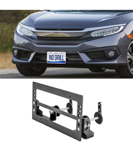 No Drill Front License Plate Bracket For Honda - Grille Mount, Black Matte Steel, Easy Installation, Fits HR-V, Odyssey, Passport, Pilot, Ridgeline - View #11