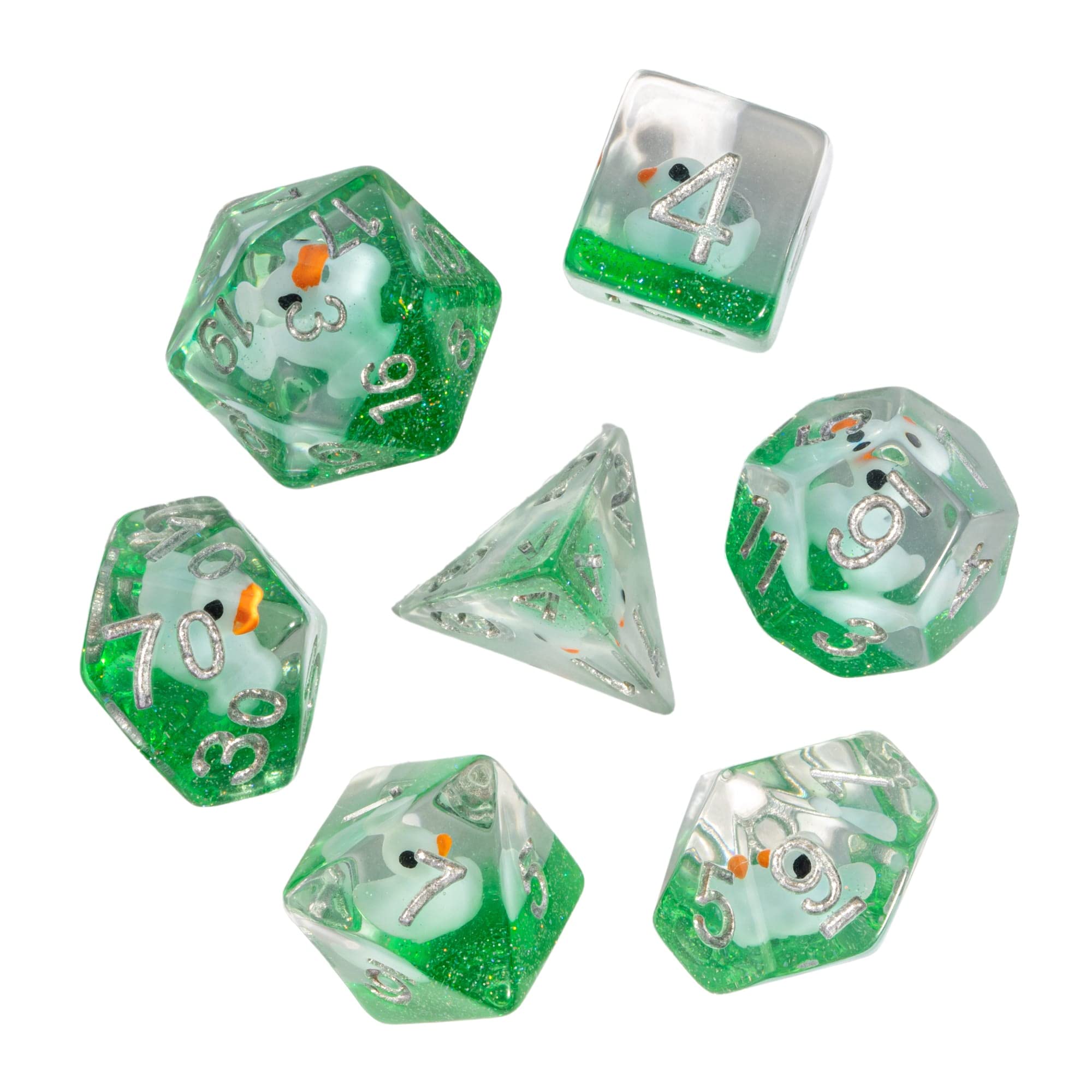 cusdie 7-Die DND Dice, Polyhedral Dice Set Filled with Animal, for Role Playing Game Dungeons and Dragons D&D Dice (Blue Duck) — image 1