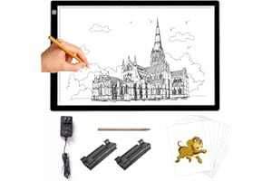 KOBAIBAN Large A2 Tracing Light Box, 12V2A Adapter Power 7500 Lux Stepless Brightness Ultra-Thin LED Artist Copy Board Craft Light Drawing Pad for Diamond Painting/Sketching/Animation/Weeding Vinyl
