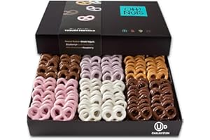 Oh! Nuts Chocolate Covered Pretzel Gift Baskets - 100 Mini Chocolates Pretzels Gifts Basket - 6 Assorted Flavors Snacks Box - Chocolate Tray for Holiday, Birthday, Corporate, Men & Women