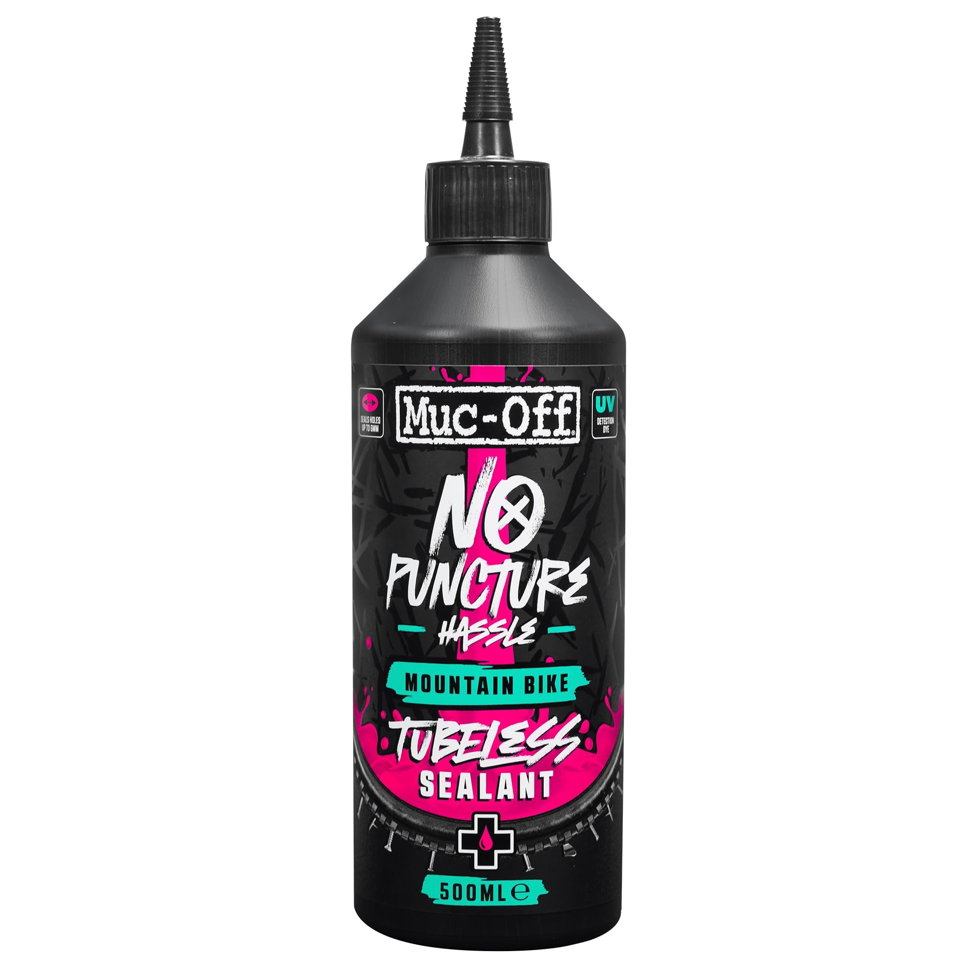 Muc-Off MTB Tubeless Sealant - Advanced Tubeless Tyre Sealant with UV Dye - Seals Holes up to 6mm - Lightweight Formula for Mountain and Enduro Bikes - 500ml