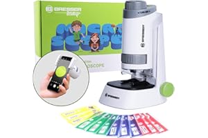 EYEMOCSIN Miniscope Kids, Pocket Microscope for Kids, 60x-120x Kids Handheld Mini Microscope, LED Lighted Pocket Portable Microscope for Learning, Education, and Exploring with 12 Pcs Slides for 3+ Age Kids