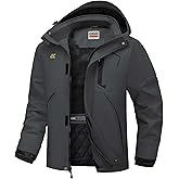 WULFUL Men's Winter Coats Waterproof Ski Jacket Warm Windproof Winter Windbreaker Jackets for Men with Hood
