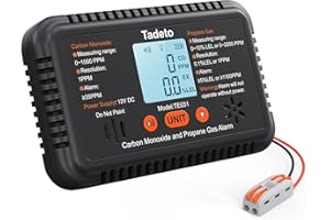 Tadeto RV Carbon Monoxide and Propane Gas Alarm, 12V DC Hardwired CO/LPG Gas Leak Alarm with Light and Audible Indicator, RV 