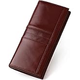 FREYAMIRA RFID Blocking Wallets for Women Leather Long Ladies Wallet Bifold Womens Wallet with Coin Pocket ID Window,Coffee