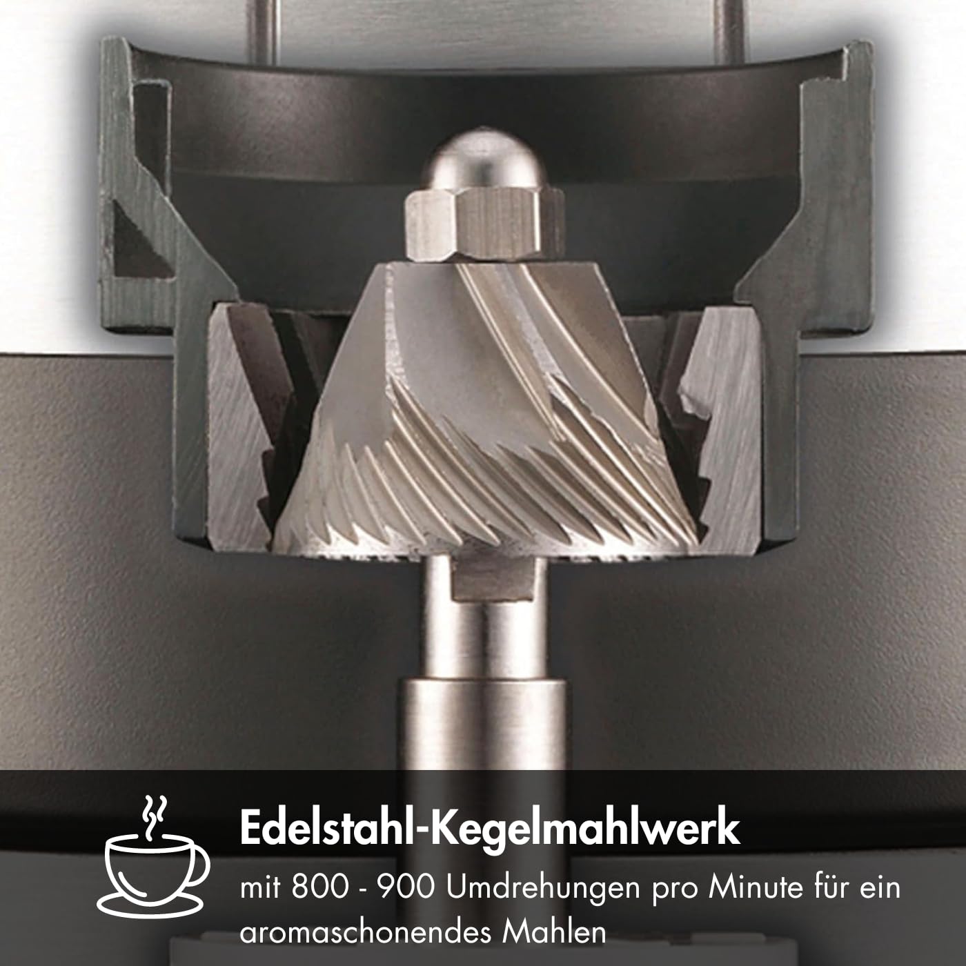 GRAEF CM802 - Elektrische Kaffeemühle, Aluminiumgehäuse, Bohnenbehälter 350 g, Edelstahl-Kegelmahlwerk, 40 Mahlgrade, Kaffeemühle Siebträger, Antistatik-Einsatz, Aluminium-Schaufelrad, 128 W, Schwarz 7