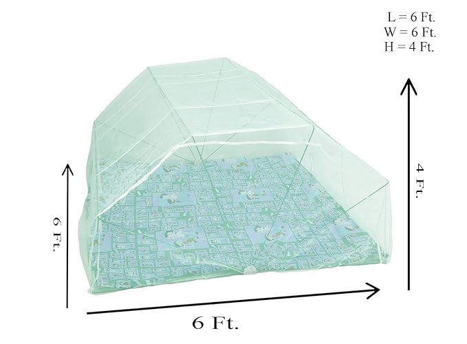 Elegant Double size bed foldable mosquito net - 6*6 (Green color)