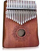 Kalimba Portable 17 Keys Thumb Piano, Portable Mahogany Mbira Finger Piano with Protection Case, Carrying Bag, Instruction, Tune Hammer for Beginners Professional Holiday Gift (Brown)
