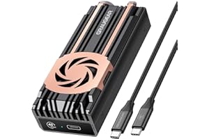 GRAUGEAR 40Gbps M.2 NVMe SSD Enclosure, USB4 Aluminum External M2 Solid State Drive Enclosure with Heat Pipe Heatsink and Cooling Fan, Compatible with Thunderbolt 4/3, ASM2464PD Chip [G-M2U4-40G-F]