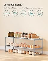 SONGMICS 2-Tier Shoe Rack Storage Organizer Grey 8-10 Pairs 30x92x34 cm view 4