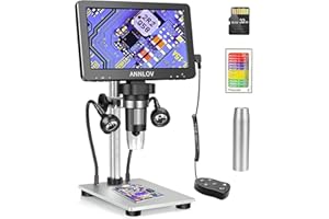 ANNLOV 7" LCD Digital Microscope, 1200X Maginfication 1080P Coin Microscope with Remote, Video Microscope Camera with 8 LED Fill Lights Windows/Mac Compatible, 32GB TF Card, Extension Tube Included