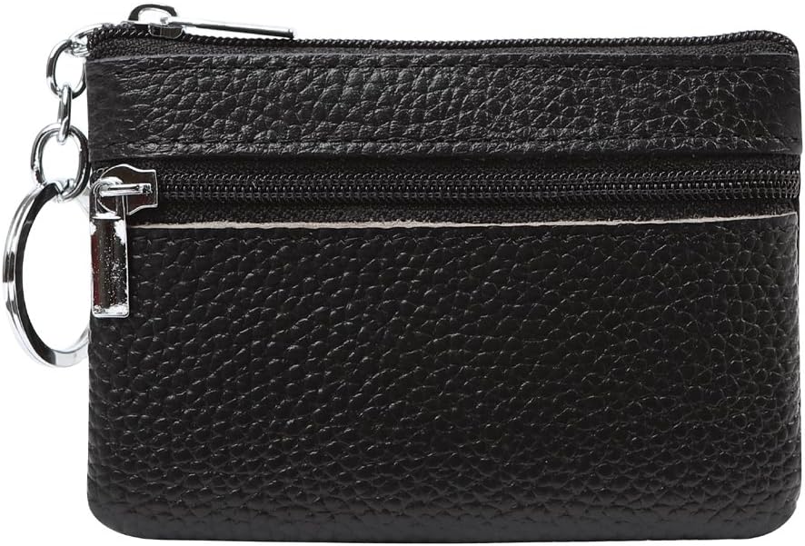 ALALEI Womens Small Cute Genuine Leather Wallet,Soft Mini Coin Purse with Key Ring Chain
