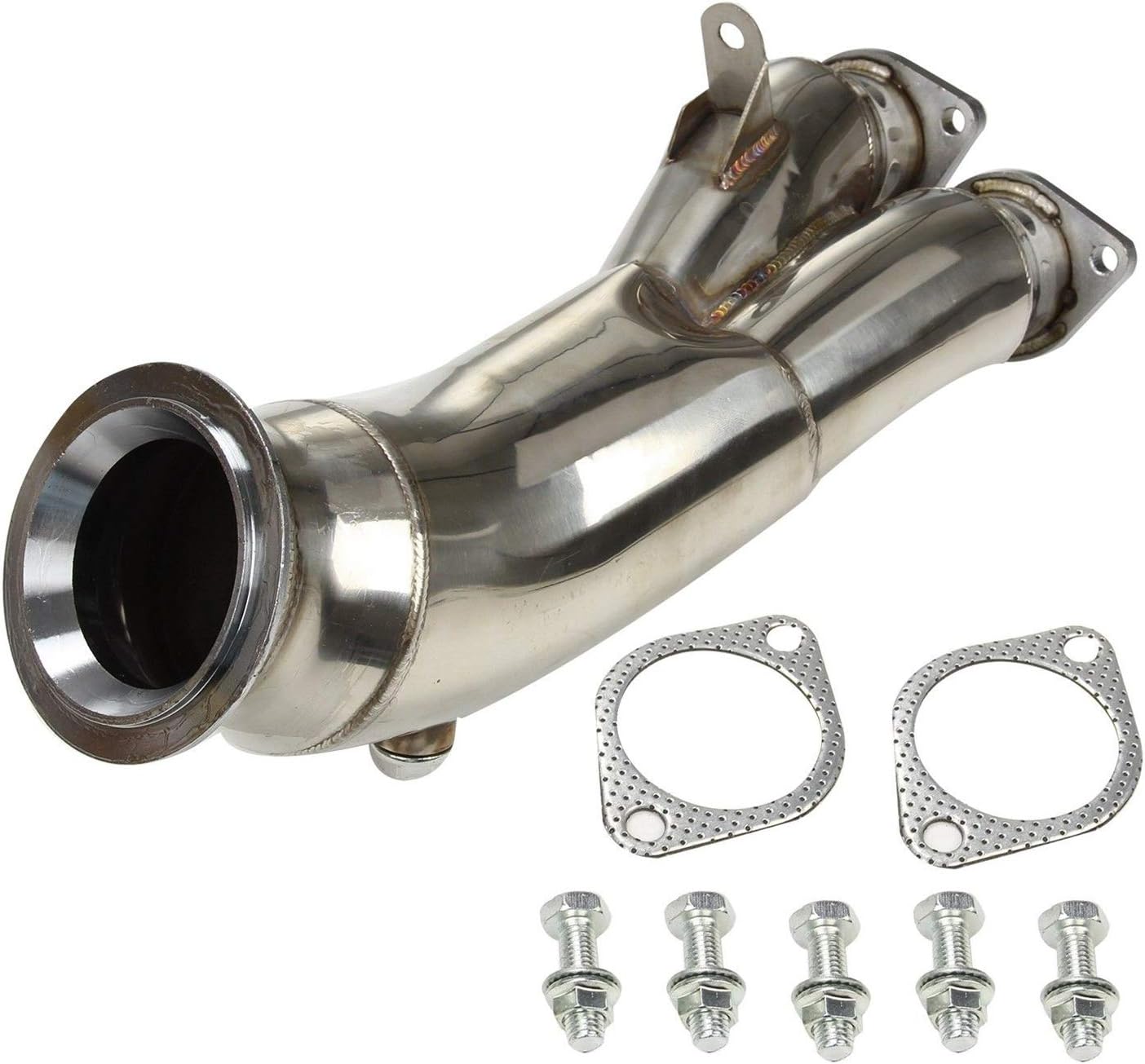 JIUAUTOPARTS Turbo 4" Polished Exhaust Down Pipe for 2011 2012 BMW E82 E88 E90 E91 E92 E93 N55 B30 Single Turbo
