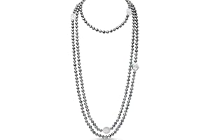 GENERIC Genuine Freshwater Cultured Pearl Endless Necklace – Elegant 72", 60", 42" or 38" Strand in White, Black, Pink, or Lavender