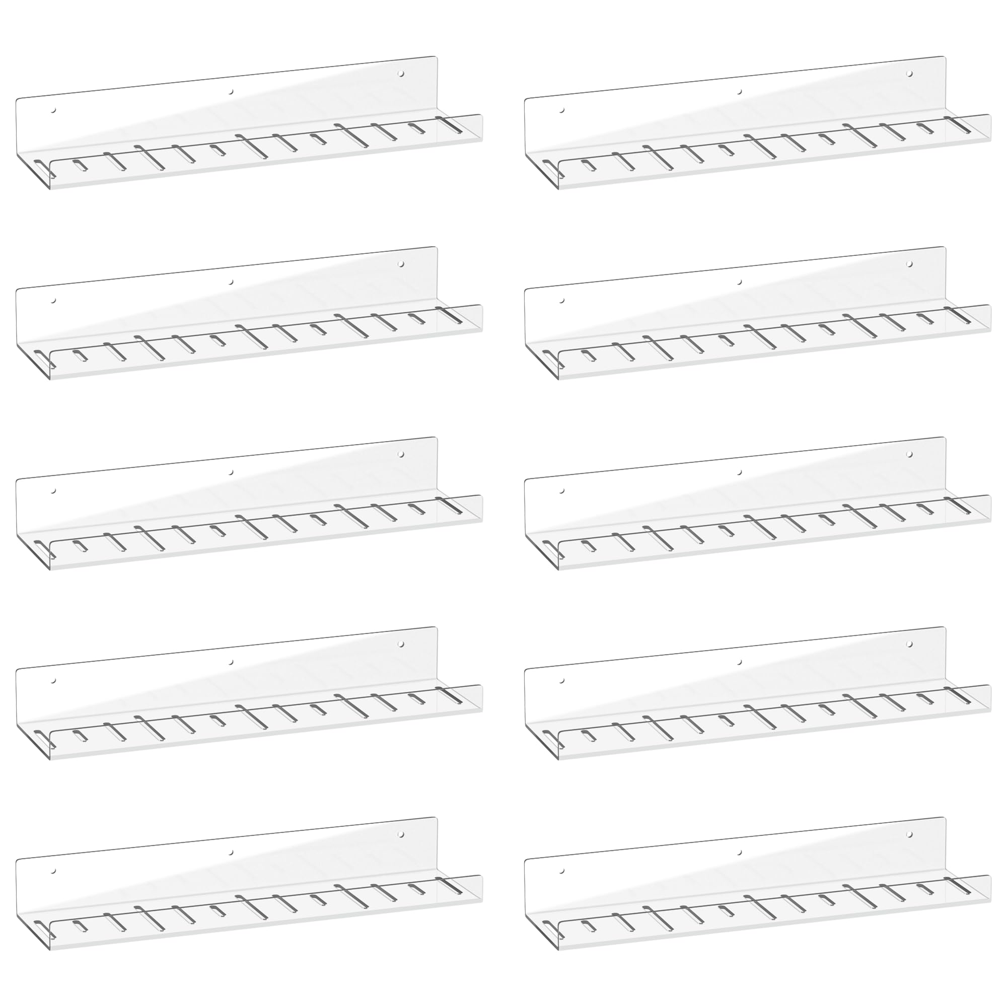 Photo 1 of 10 Pack Floating Shelves - Clear Acrylic/PET Wall Mounted Non-Drilling Storage Rack with Adhesive, Invisible Bathroom and Bedroom Shelves for Kitchen, Living Room, Clear Decoration