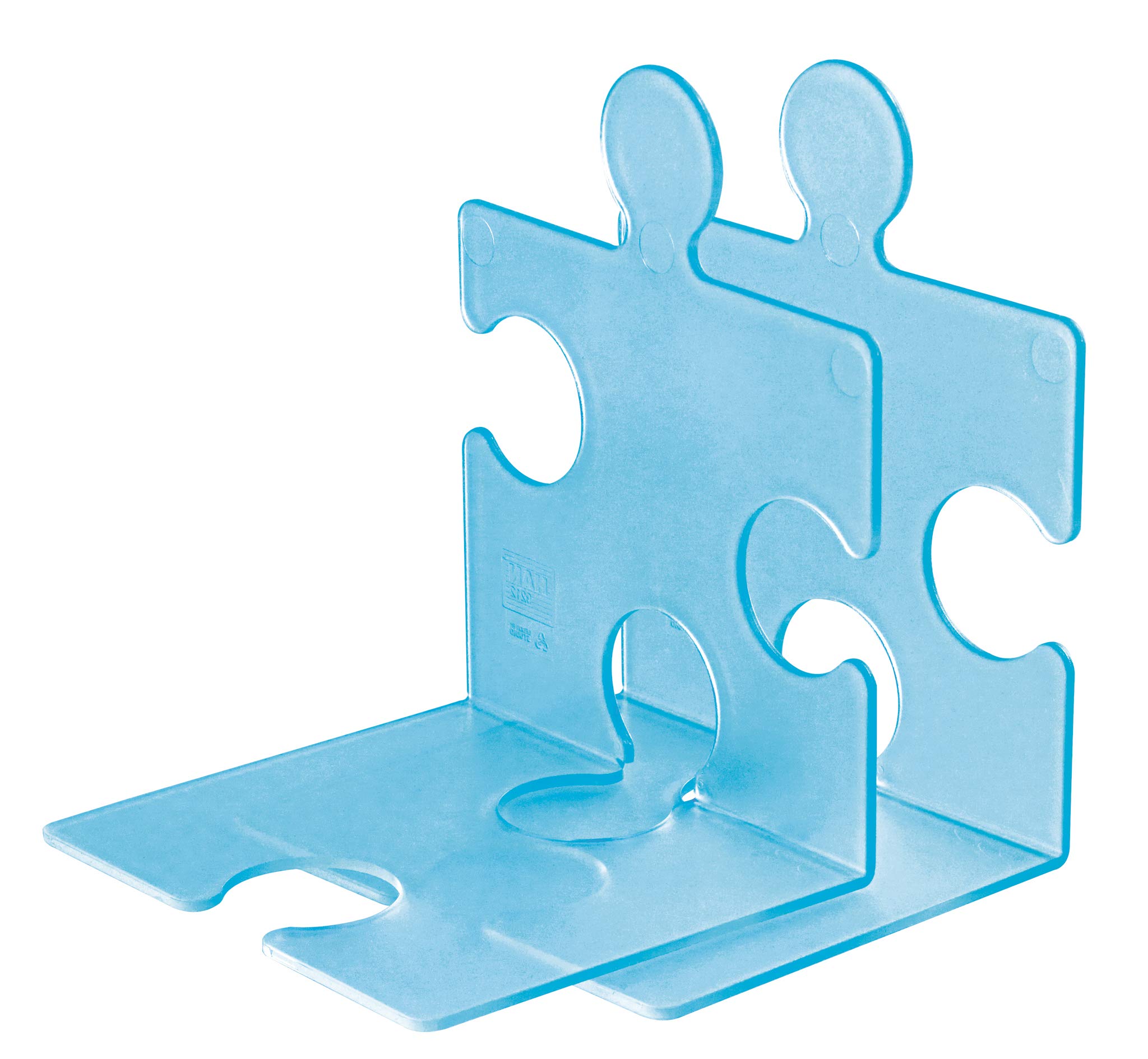 HAN 9212-64, CD PUZZLE rack/bookend. Modern, innovative and very stable. Random interlinking. Set of 2, translucent blue