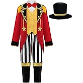 ReliBeauty Circus Ringmaster Costume for Kids 2 Pieces Set with Hat