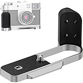 X Half Handgrip Hand Grip,Metal L-Shape Bracket Handle Holder for Fujifilm Fuji X Half Xhalf Camera,with Built-in Arca Quick Release Plate & Battery Compartment Opening Anti-Slip Microfiber Pad-Silver