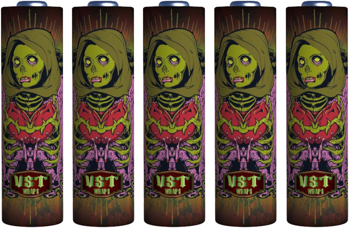 VampCase Rewrap Kit (Set of PVC Wraps + PET Top Insulators) Wraps Heat Shrink Tubes Sleeves for 18650 Batteries Zombie Serie - 16pcs Wicked Witch