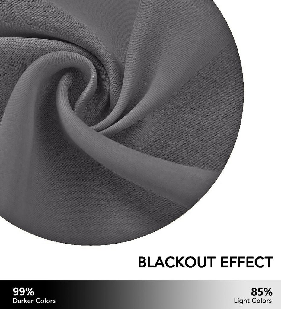 NICETOWN Rod Pocket Solid Blackout Curtains L63 | 2 Panels Gray NTHQRPBLKSLD5263C1