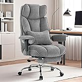Efomao Executive Office Chair, Soft-Cushioned Computer Chair with Foot Rest, Fabric Home Office Desk Chairs, Big and Tall Office Chairs, Grey