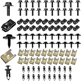 SLIMI 100 PCS Car Body Screws and Bolts, Bumper Fender Screws Bolts Set, Splash Shield Retainer U-Nuts Kit, Universal Engine Chassis Nut/Body Clamp, for Most Cars, SUVs, Trucks (Black)