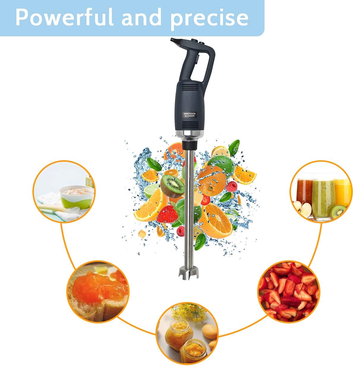 Li Bai Commercial 14’’ Immersion Blender 750 Watt Electric Hand Mixer With Detachable Shaft Power 2500rpm to 15000rpm Capacity 304 Stainless Steel Variable Speed: Kitchen & Dining