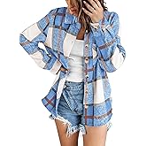 Zeagoo Women Flannel Shacket Jacket Plaid Button Down Long Sleeve Shirt Fall Outfits 2026