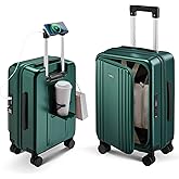 CASELLY Carry On Luggage Top Opening with Cup Holder & Phone Holder, Expandable PC Hard Shell Suitcase, USB Charging Port, Side Hook, 360° Spinner Wheels, TSA Lock & YKK Zippers for Women Man Gifts