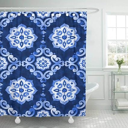 Amazon Com Emvency Fabric Shower Curtain With Hooks Watercolor