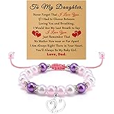 To My Daughter Beaded Bracelet Gifts for Adult Daughter from Mom Dad Mothers Day Christmas Birthday Wedding Thanksgiving Graduation Easter Present for Her Women Jewelry Bracelet with Massage Card