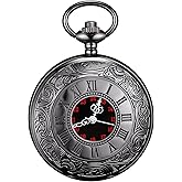 SIMAOTE Vintage Quartz Pocket Watch Men's Classic Steampunk Pocket Watch with Chain/Roman Numerals Dial/Gift Box