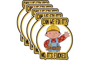 XMJY 5 Pack Funny Hardhat Stickers - Can We Fix It? No, It's Fucked, Cute Cartoon Hard Hat Stickers for Builder, Waterproof Vinyl Stickers for Tool Box, Helmet (3 inch)