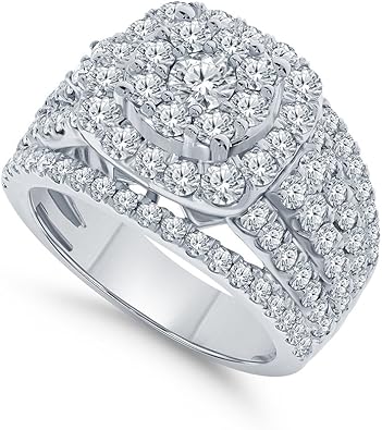 10K White Gold 3 Carat Real Diamond Engagement Ring Wedding RG07438