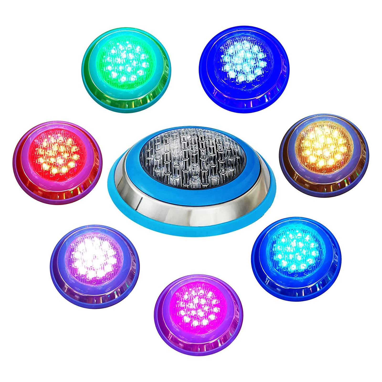 Oumefar Led Pool Light, Swimming Pool Lamp, Underwater Pool Light 45W RGB Color Changing Stainless Steel Pool Lamp AC12V Wall Mounted IP68 Waterproof with Remote Control