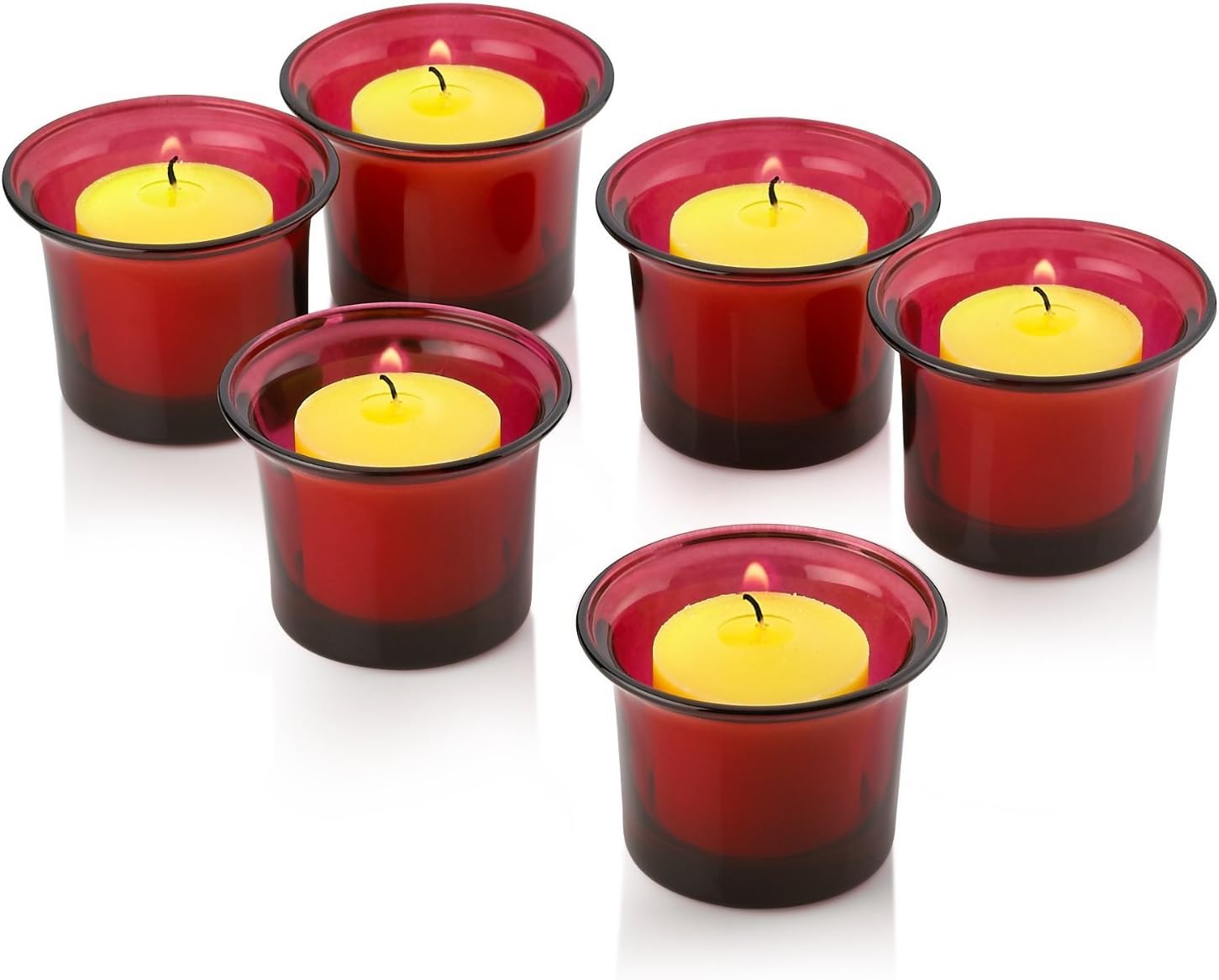 Light In The Dark Red Glass Lip Votive Candle Holders with