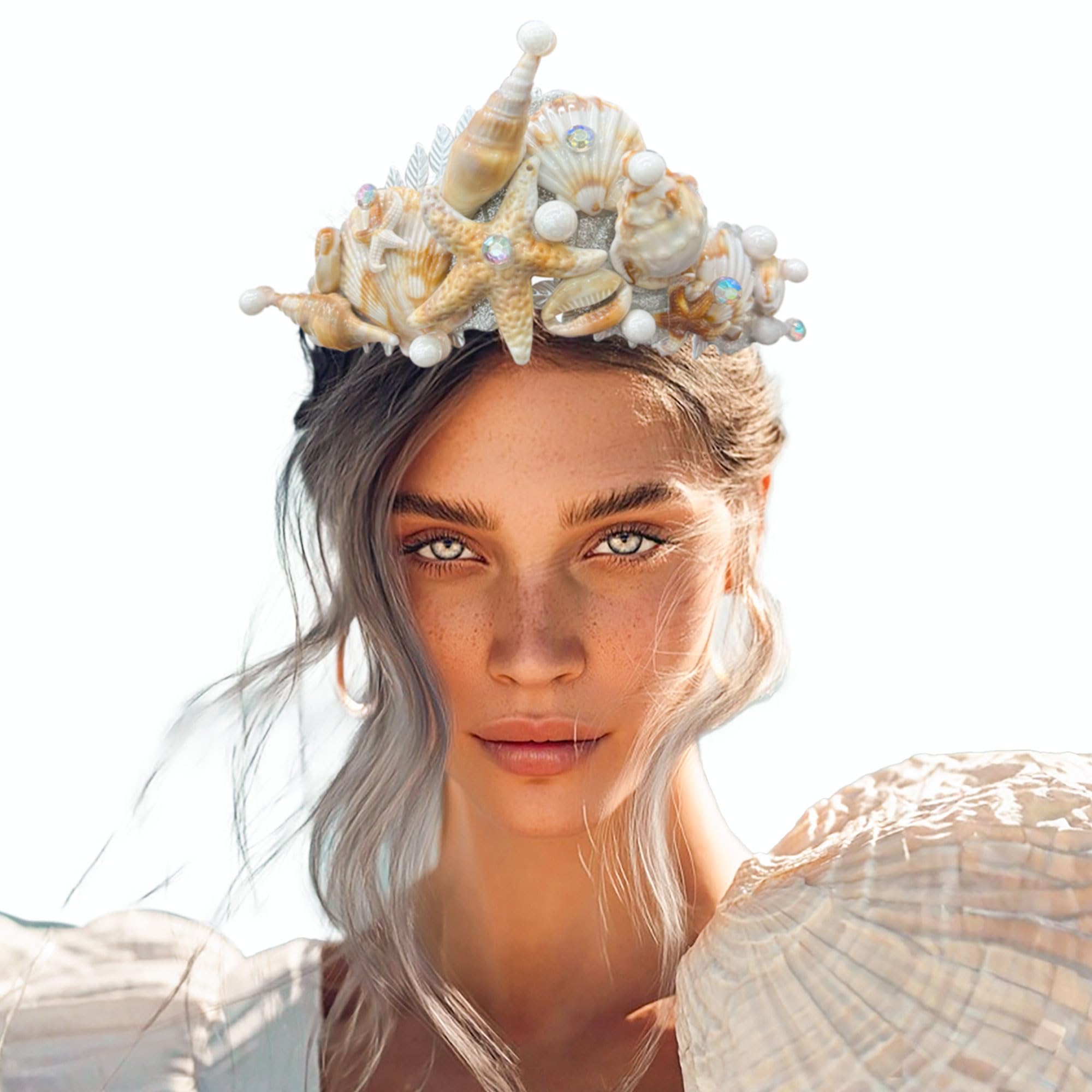 JeVenis Mermaid Crown Headband Seashell Crown Siren Costume Women Gold Halo Crown Headpiece for Mermaid Sirens Goddess Cosplay Renaissance — image 1