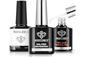 modelones 10-in-One Gel Nail Glue with Nail Dehydrator and Primer for Acrylic Nails Tips/Bloom Gel/Adhesive Bond, Long Lasting Acrylic Nail Supplies