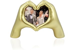 Xmeden Gold Heart Hands Sculpture, Heart Hand Frame for Photos, Statue Decor for Living Room Bedroom Bookshelf, Gifts for Thanksgiving Christmas8.85 * 6.1 * 3.74