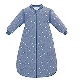 amo nenes Baby Sleep Sack, TOG 2.5 Winter Wearable Blanket, Removable Long Sleeves Baby Sleeping Bag for Infants and Toddlers, Super Soft Warm Comfortable Sleeping Sack, Blue White Stripes, 0-6M