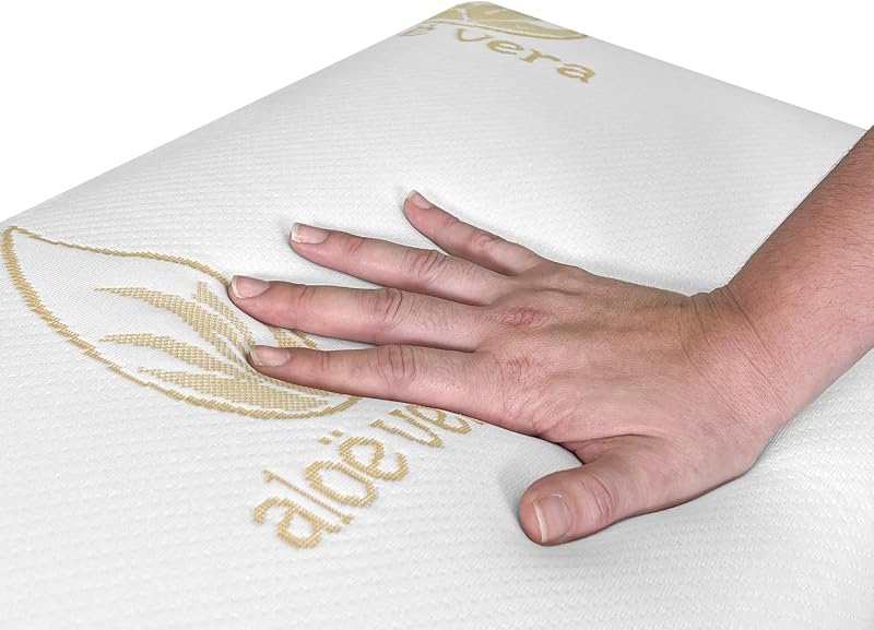- Almohada Viscoelástica Aloe Vera Visco | Máximo Confort y Excelente Adaptabilidad con Propiedades Antiestrés | 75 x 40 cm