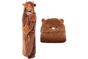 TOYSYM Wearable Hooded Blanket for Adults Fluffy Soft Warm Cozy Plush Flannel Throw & Sherpa Hoodie Cloak Wrap Gift for Adult