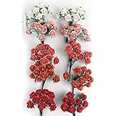 KADADSA 100 pcs Mini Rose Mixed Roses Mixed Orange Red White Five Color Mulberry Paper Flower 15-18 mm Scrap Booking Wedding DIY Craft Supplies Card