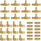 WiseWater 36 Pcs Pex Fittings, 1/2 inch T PEX Tee(12PCS) & 90 Degree Elbow(12PCS) & Straight Coupling(12PCS), Brass Barb Crim