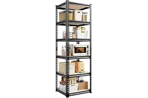 Bepatio 2200 LBS Adjustable 6 Tier Storage Shelves Heavy Duty Shelving Unit, Corner Narrow Metal Shelves Sturdy Utility Rack 