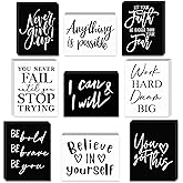 Yulejo 9 Pcs Mini Inspirational Wooden Signs Office Desk Decor Valentines Day Gifts Positive Motivational Quotes Table Decor Bathroom Shelf Cheer up