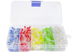 STARFA LAB 500pcs 3mm LED round light emitting diodes boxed, Multicolor circuit assorted kit (red/green/yellow/white/blue each 100PCS)